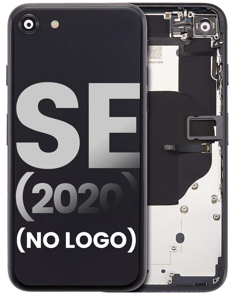 Back Housing W/ Small Components Pre-Installed Compatible For iPhone SE (2020) (No Logo) (Aftermarket Plus) (Black)