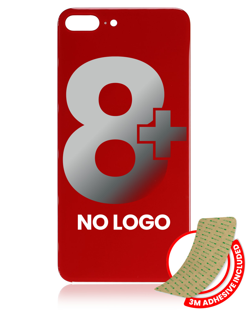 Back Glass With 3M Adhesive Compatible For iPhone 8 Plus (No Logo / Large Camera Hole) (Red)