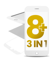 Glass With Frame &amp; OCA Pre-Installed Compatible For iPhone 8 Plus (White) (Premium / 3 in 1) (2 Pack)