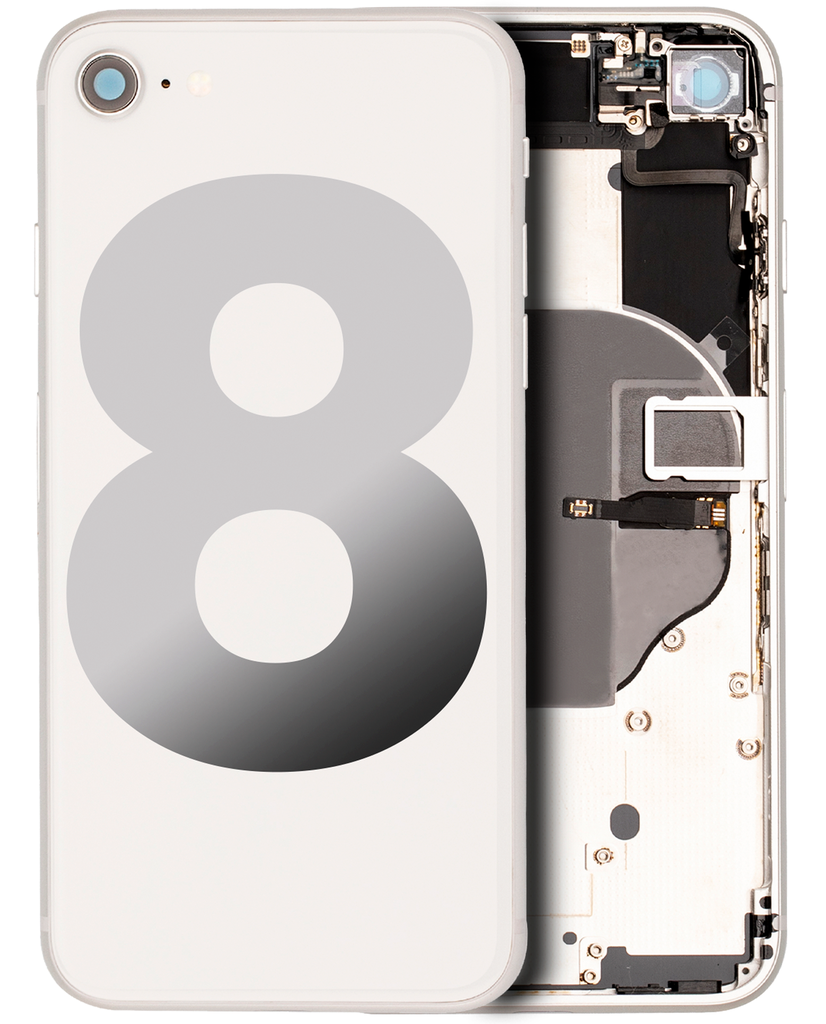 Back Housing W/ Small Components Pre-Installed Compatible For iPhone 8 (Used OEM Pull: Grade C) (Silver)