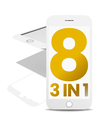 3 in 1 (Front Glass + Frame + OCA Pre-Installed) Compatible For iPhone 8 (White) (2 Pack) (OCA Master)