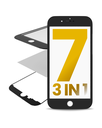 3 in 1 (Front Glass + Frame + OCA Pre-Installed) Compatible For iPhone 7 (Black) (2 Pack) (OCA Master)