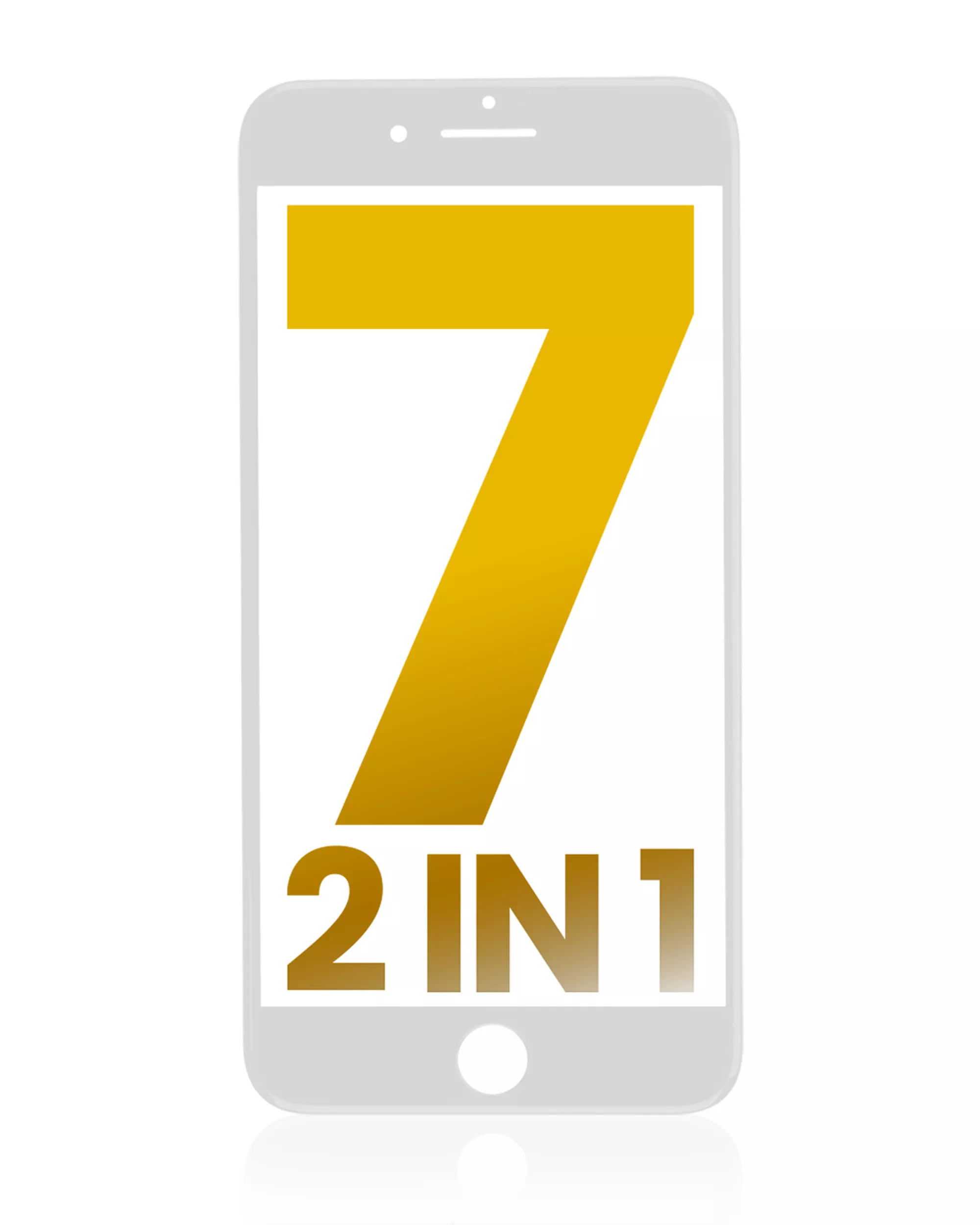 2 in 1 (Front Glass + Frame Pre-Installed) Compatible For iPhone 7 (2 Pack) (White)