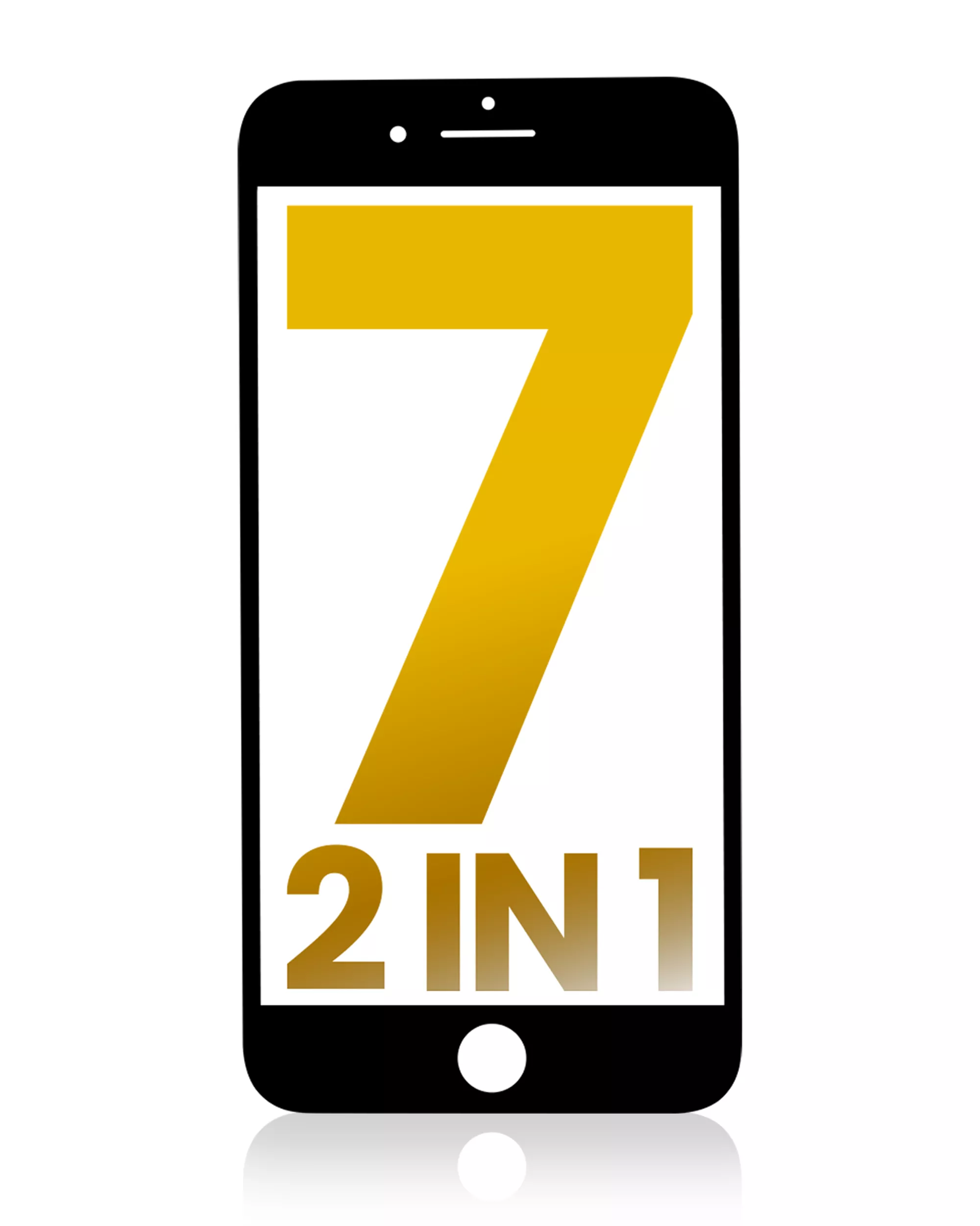 2 in 1 (Front Glass + Frame Pre-Installed) Compatible For iPhone 7 (2 Pack) (Black)
