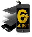 4 in 1 (Front Glass + Frame + Polarizer + OCA Pre-Installed) Compatible For iPhone 6 Plus (2 Pack) (Black)