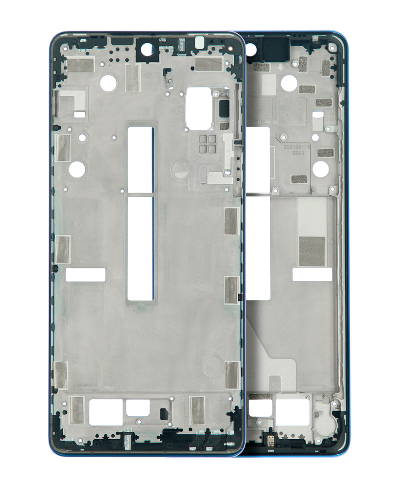 Mid-Frame Housing Compatible For Motorola Edge 20 Pro (XT2153-1/2021) (Blue Vegan Leather)