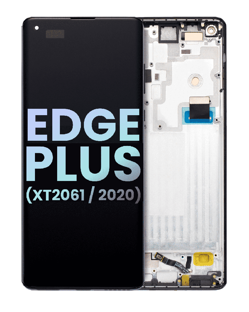 OLED Assembly With Frame Compatible For Motorola Edge Plus (XT2061/2020) (Genuine OEM) (Baltic Gray)