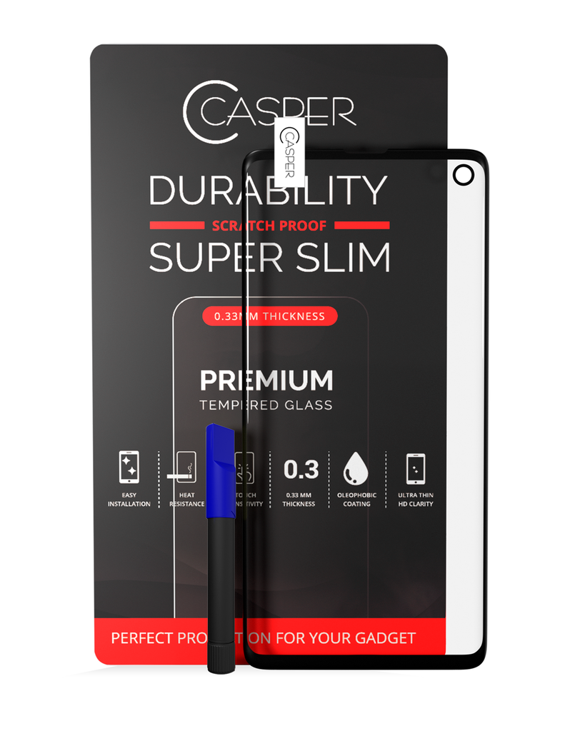 Casper UV Tempered Glass With Glue Compatible For Samsung Galaxy S10 (Case Friendly) (Retail Pack)