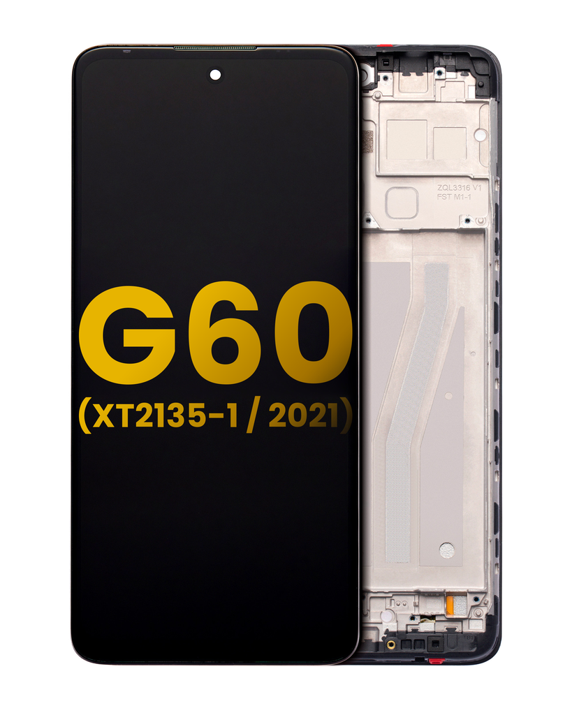 LCD Assembly With Frame Compatible For Motorola Moto G60 (XT2135-1/2021) (Refurbished) (Black)