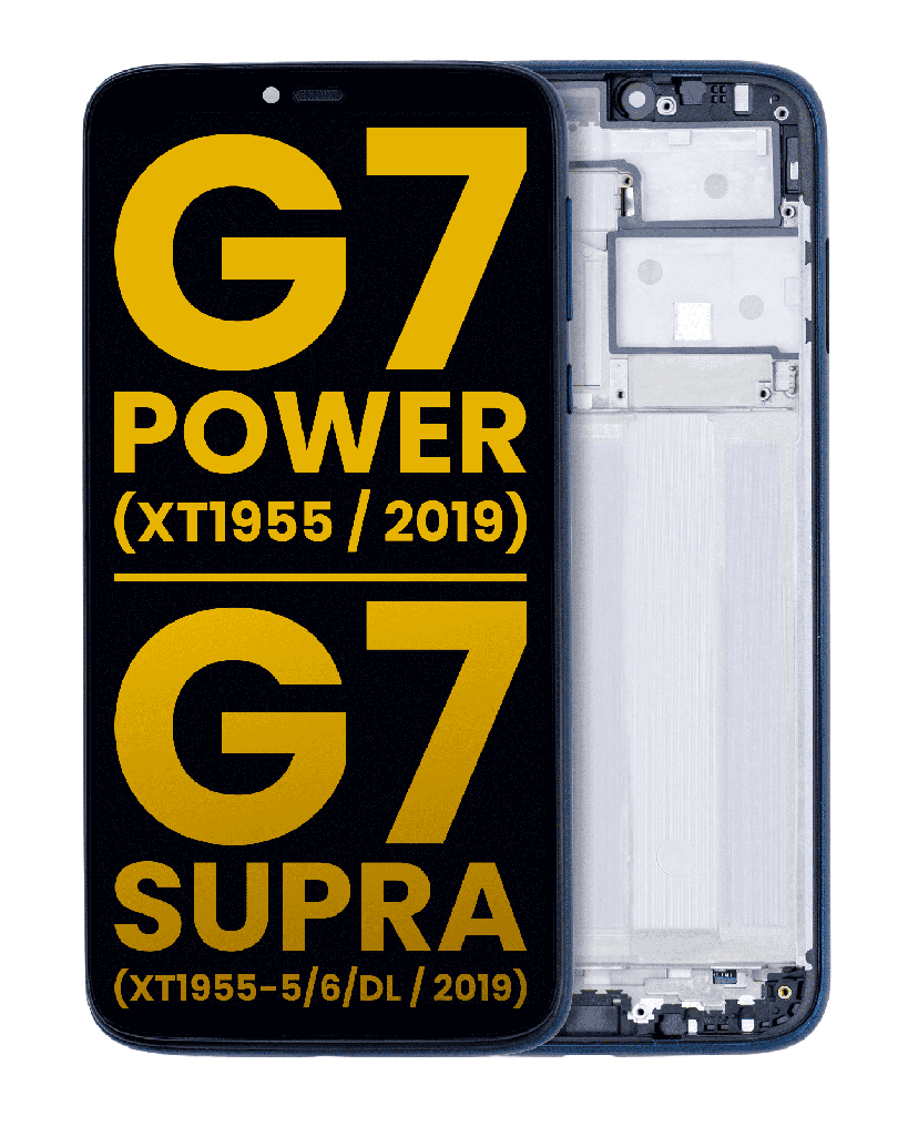 LCD Assembly With Frame Compatible For Motorola Moto G7 Power (XT1955/2019)/G7 Supra (XT1955-5/6/DL/2019) (US Version) (157MM) (Refurbished) (Marine Blue)