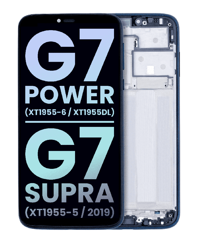 LCD Assembly With Frame Compatible For Motorola Moto G7 Power (XT1955-6/XT1955Dl)/G7 Supra (XT1955-5/2019) (Genuine OEM) (Marine Blue)