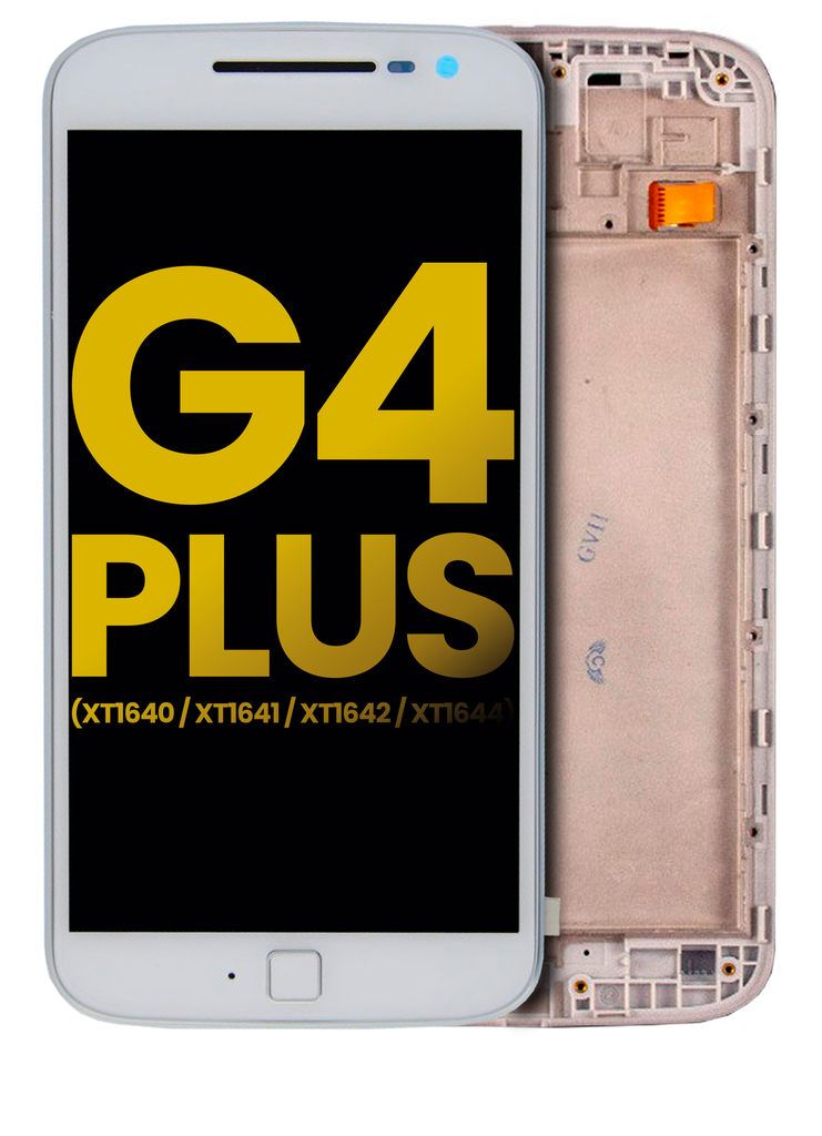LCD Assembly With Frame Compatible For Motorola Moto G4 Plus (XT1640/XT1641/XT1642/XT1644/2016) (Refurbished) (White)