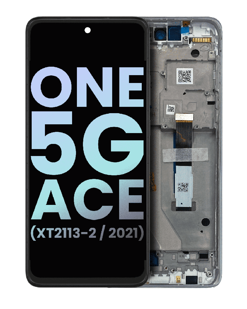 LCD Assembly With Frame Compatible For Motorola One 5G Ace (XT2113-2/2021) (Genuine OEM) (Volcanic Gray)