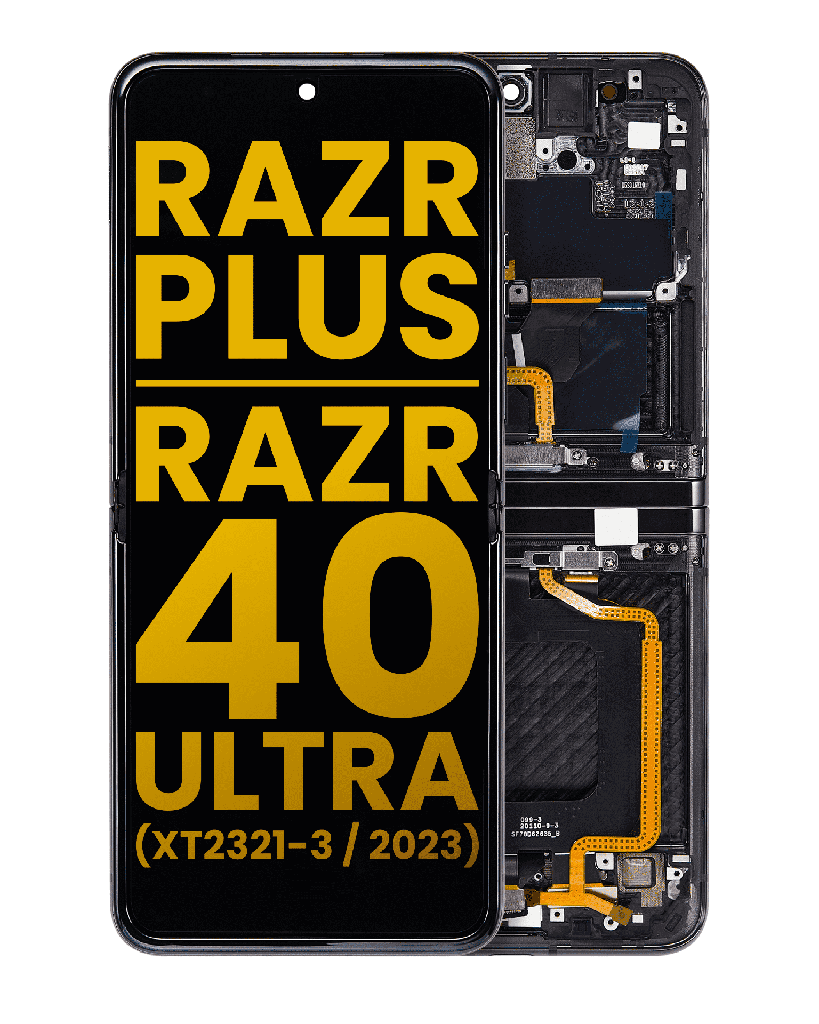 Main OLED Assembly With Frame Compatible For Motorola Moto Razr Plus/Razr 40 Ultra (XT2321-3/2023) (Refurbished) (Infinite Black)