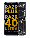 Main OLED Assembly With Frame Compatible For Motorola Moto Razr Plus/Razr 40 Ultra (XT2321-3/2023) (Refurbished) (Infinite Black)