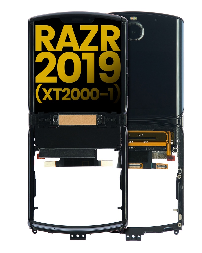 Secondary OLED Assembly With Frame Compatible For Motorola Razr (XT2000-1/2019) (Refurbished) (Noir Black)