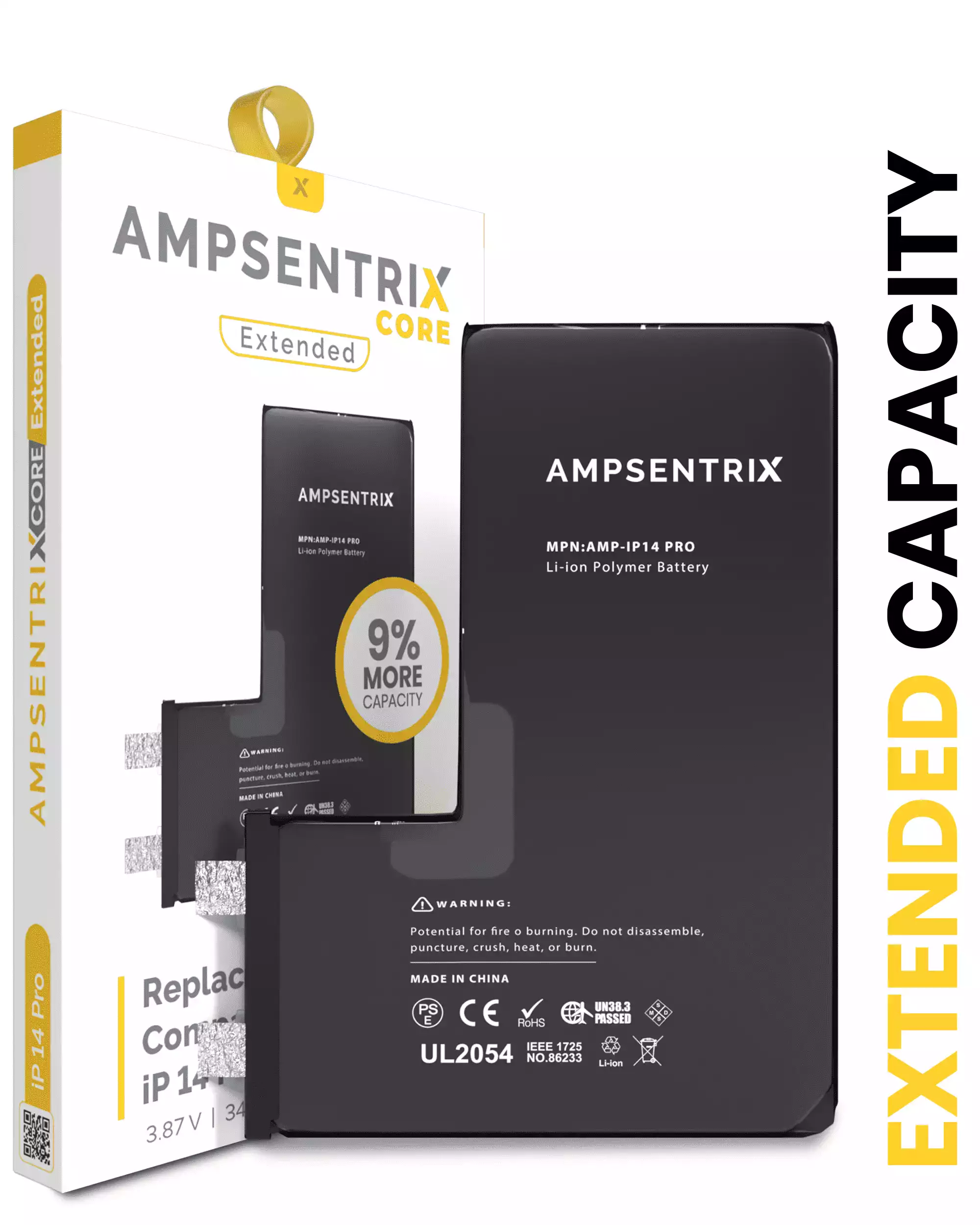 Replacement Battery Compatible For IPhone 14 Pro (Spot Welding Required) (AmpSentrix Core Extended)