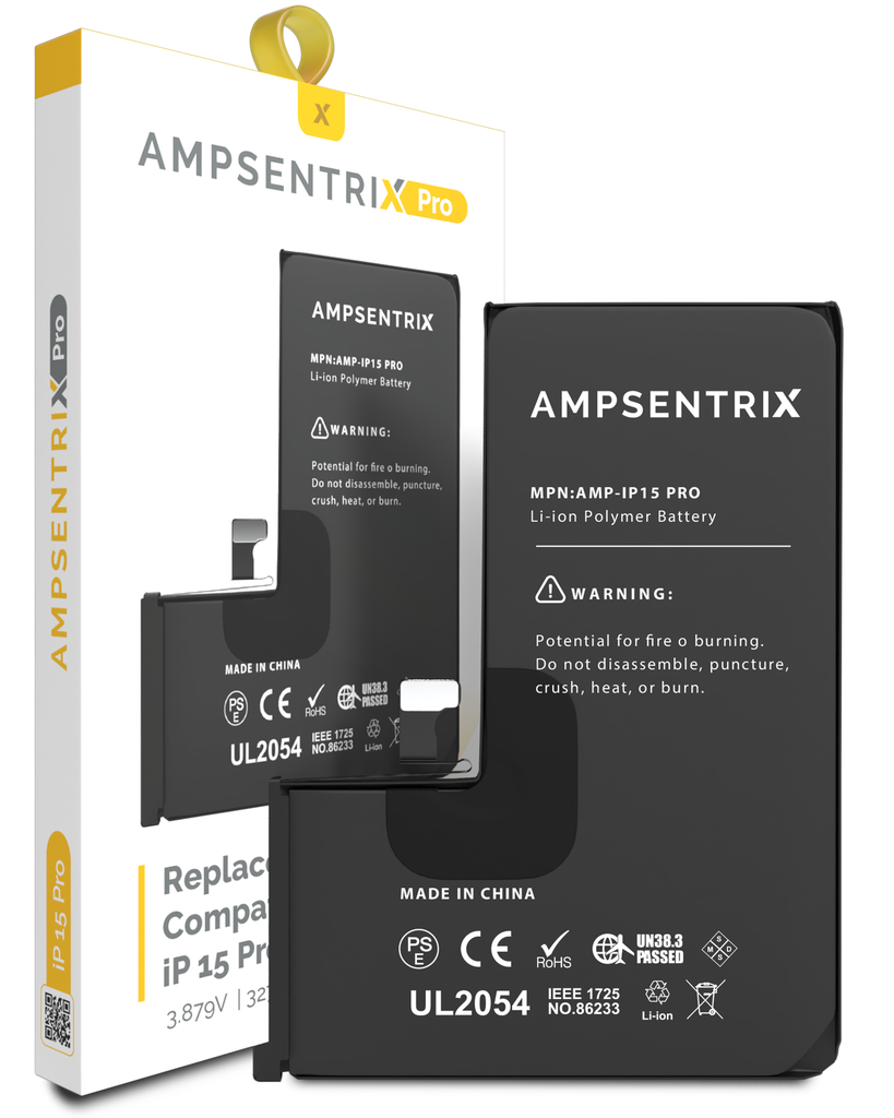 Replacement Battery Compatible For iPhone 15 Pro (AmpSentrix Pro)