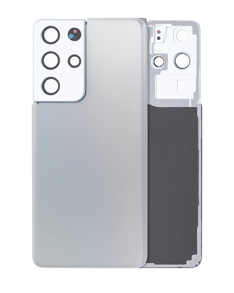 Back Cover Glass With Camera Lens Compatible For Samsung Galaxy S21 Ultra (Service Pack) (Phantom silver)