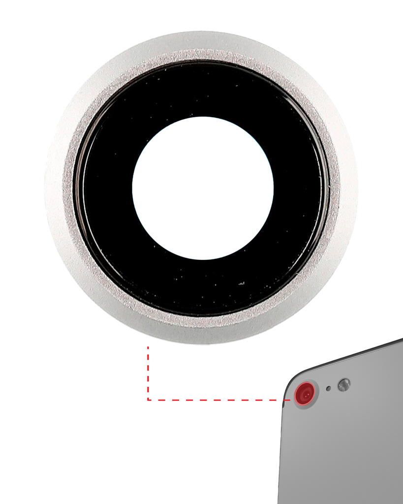 Back Camera Lens With Bracket &amp; Bezel Compatible For iPhone 8 / SE (2020) / SE (2022) (Aftermarket Plus) (Silver) (10 Pack)
