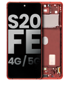 OLED Assembly With Frame Compatible For Samsung Galaxy S20 FE 4G / 5G (Used OEM Pull: Grade A) (Cloud Red)