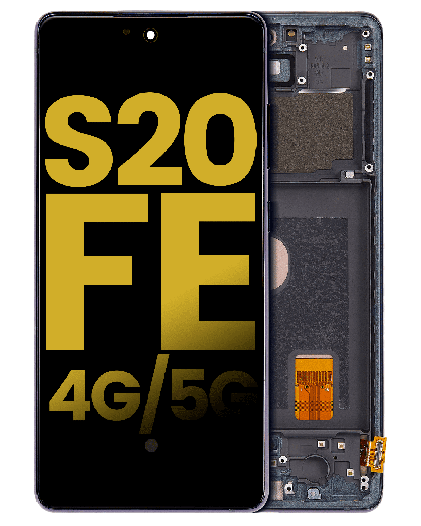 OLED Assembly With Frame Compatible For Samsung Galaxy S20 FE (5G Only) (Refurbished) (Cloud Navy) (R8 Version)