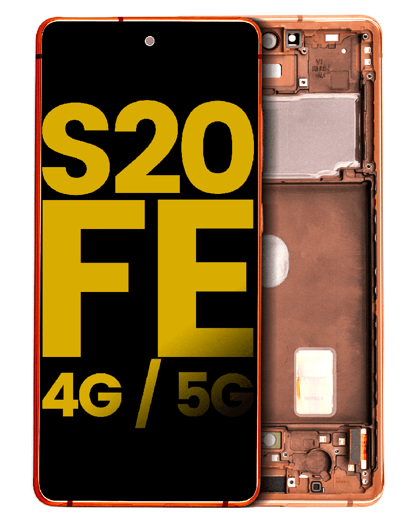 OLED Assembly With Frame Compatible For Samsung Galaxy S20 FE (5G Only) (Refurbished) (Cloud Orange) (R8 Version)