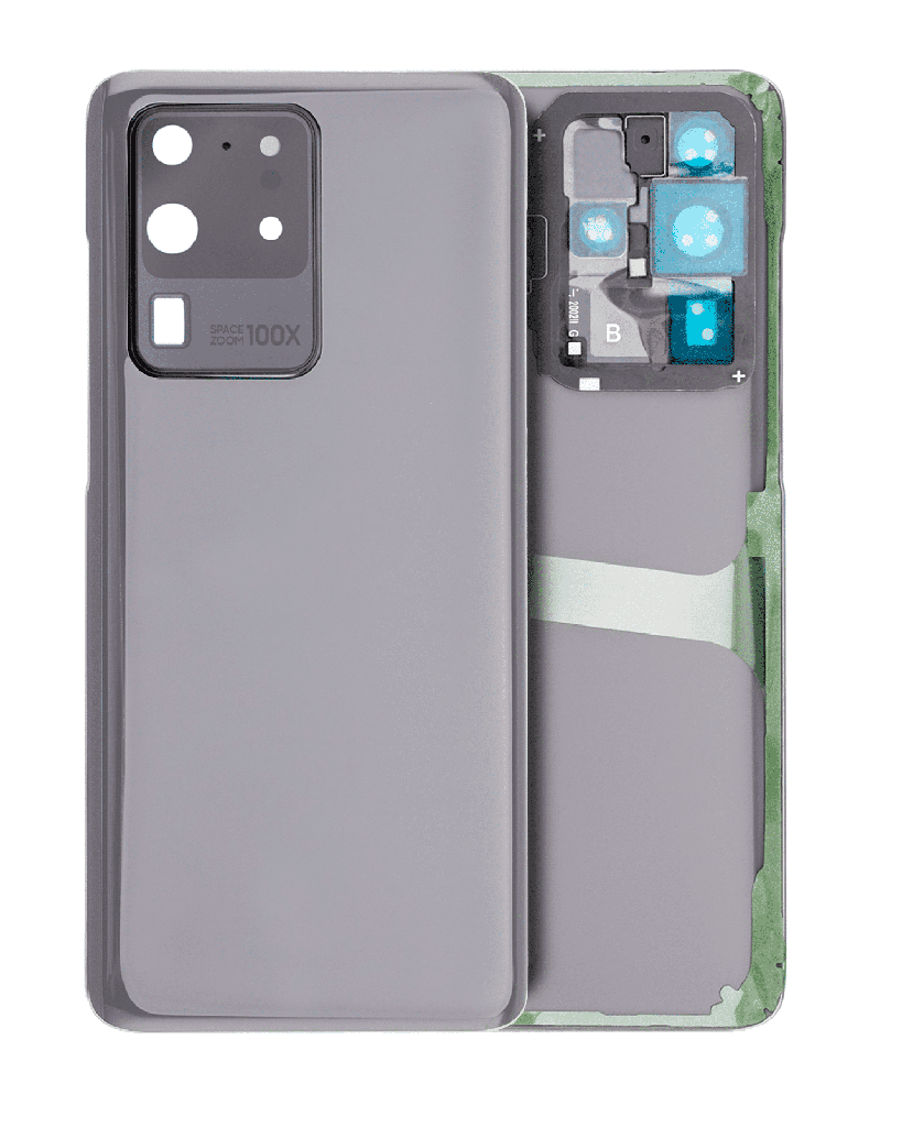 Back Cover Glass With Camera Lens Compatible For Samsung Galaxy S20 Ultra (No Logo) (Aftermarket Plus) (Cosmic Gray)