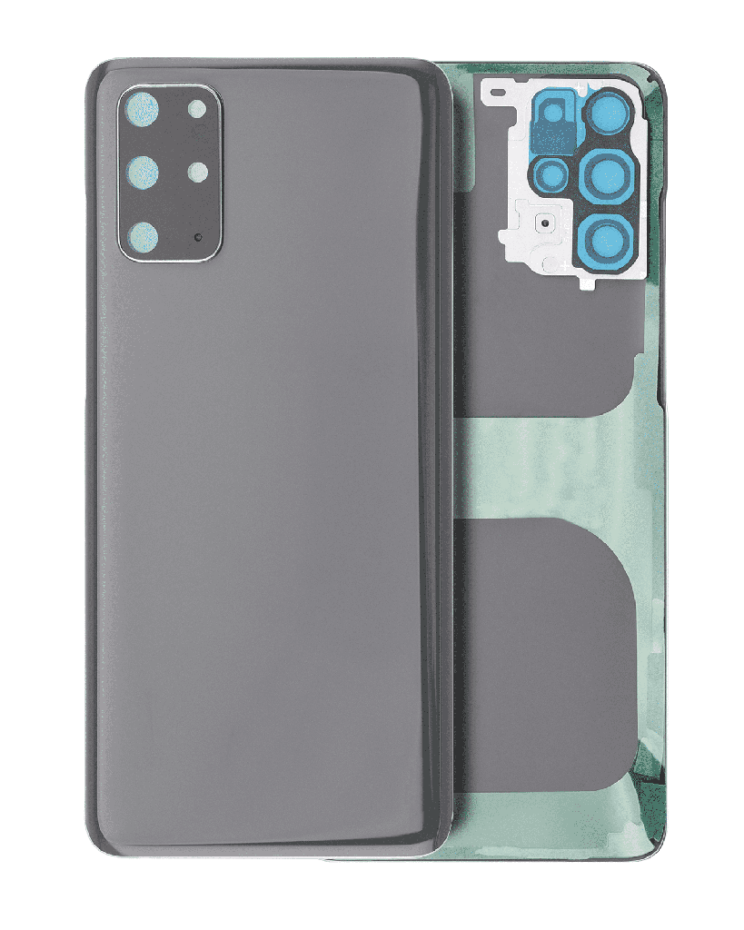 Back Cover Glass With Camera Lens Compatible For Samsung Galaxy S20 Plus (No Logo) (Aftermarket Plus) (Cosmic Gray)