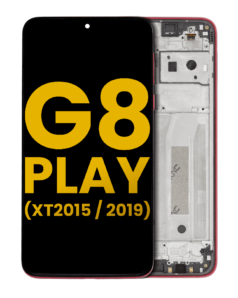 LCD Assembly With Frame Compatible For Motorola Moto G8 Play (XT2015/2019) (Refurbished) (Magenta Red)