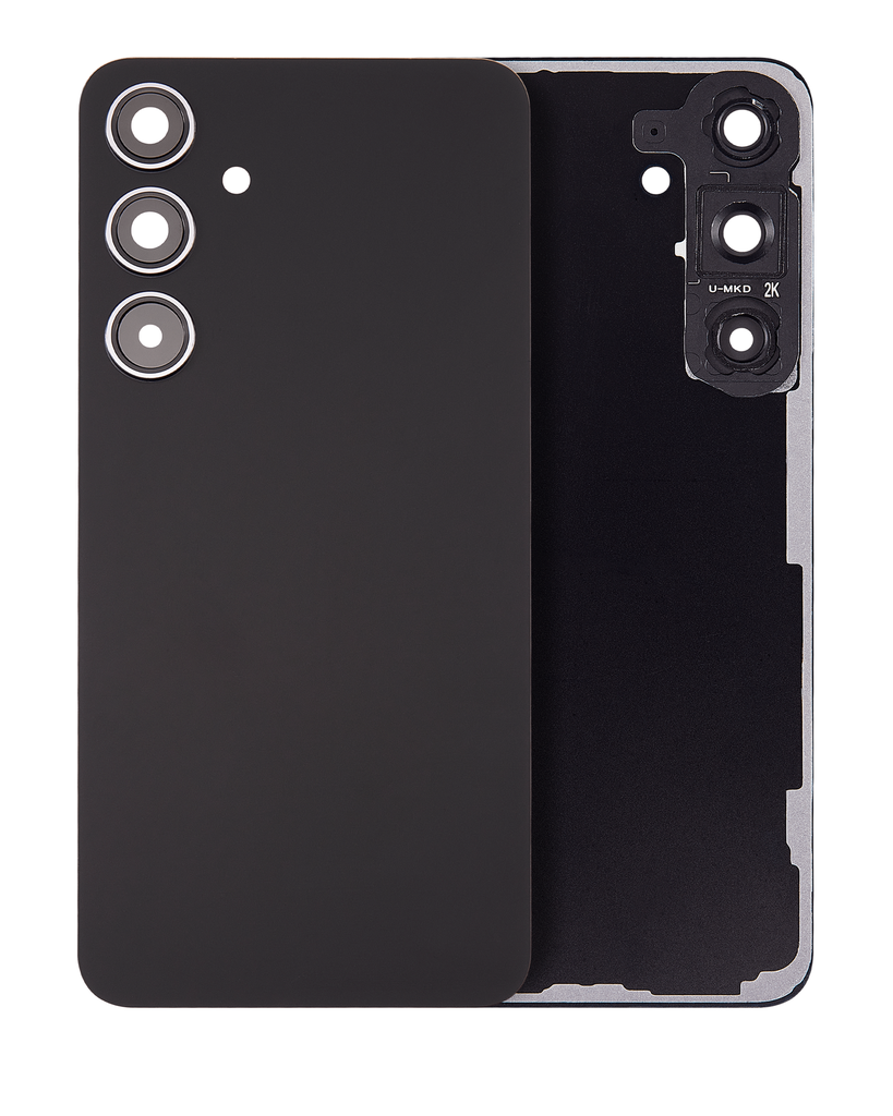 Back Cover Glass With Camera Lens Compatible For Samsung Galaxy S24 Plus 5G (No Logo) (Aftermarket Plus) (Onyx Black)