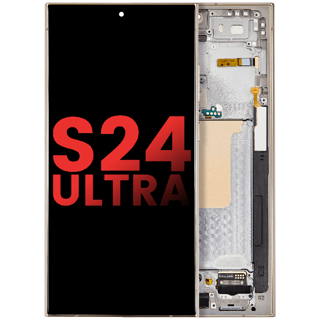 OLED Assembly With Frame Compatible For Samsung Galaxy S24 Ultra (Aftermarket Plus) (Titanium Yellow)