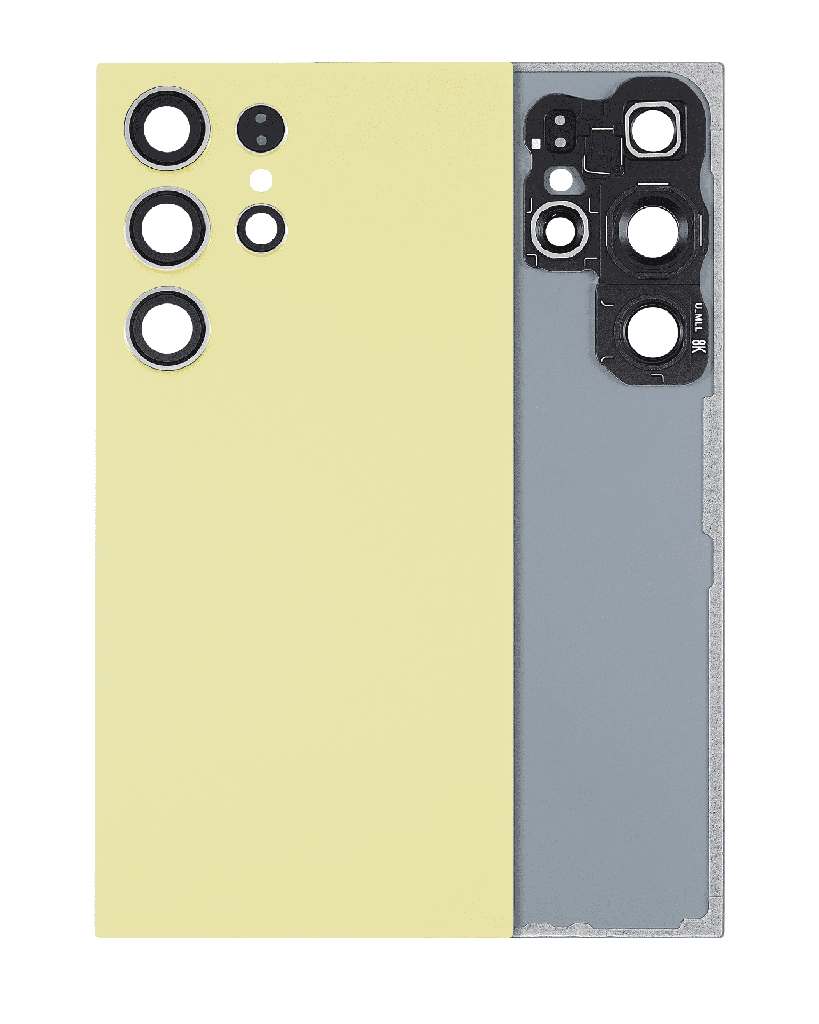Back Cover Glass With Camera Lens Compatible For Samsung Galaxy S24 Ultra 5G (No Logo) (Aftermarket Plus) (Titanium Yellow)