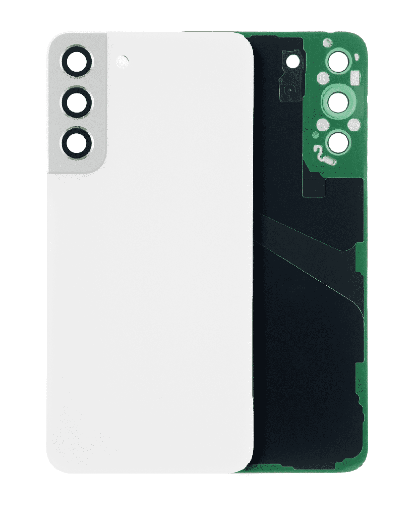 Back Cover Glass With Camera Lens Compatible For Samsung Galaxy S22 Plus 5G (No Logo) (Aftermarket Plus) (White)