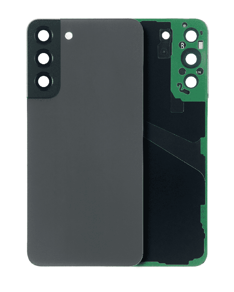 Back Cover Glass With Camera Lens Compatible For Samsung Galaxy S22 Plus 5G (No Logo) (Aftermarket Plus) (Graphite)