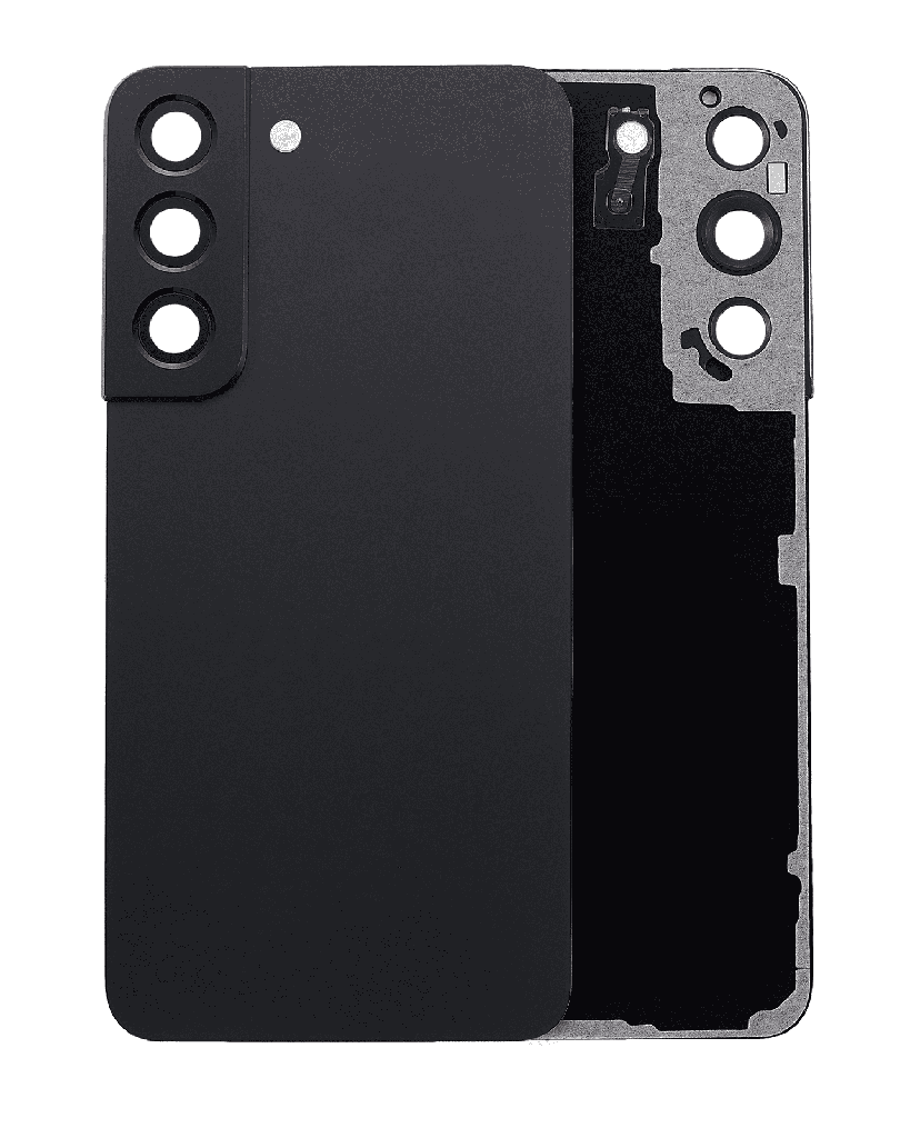 Back Cover Glass With Camera Lens Compatible For Samsung Galaxy S22 5G (No Logo) (Aftermarket Plus) (Phantom Black)