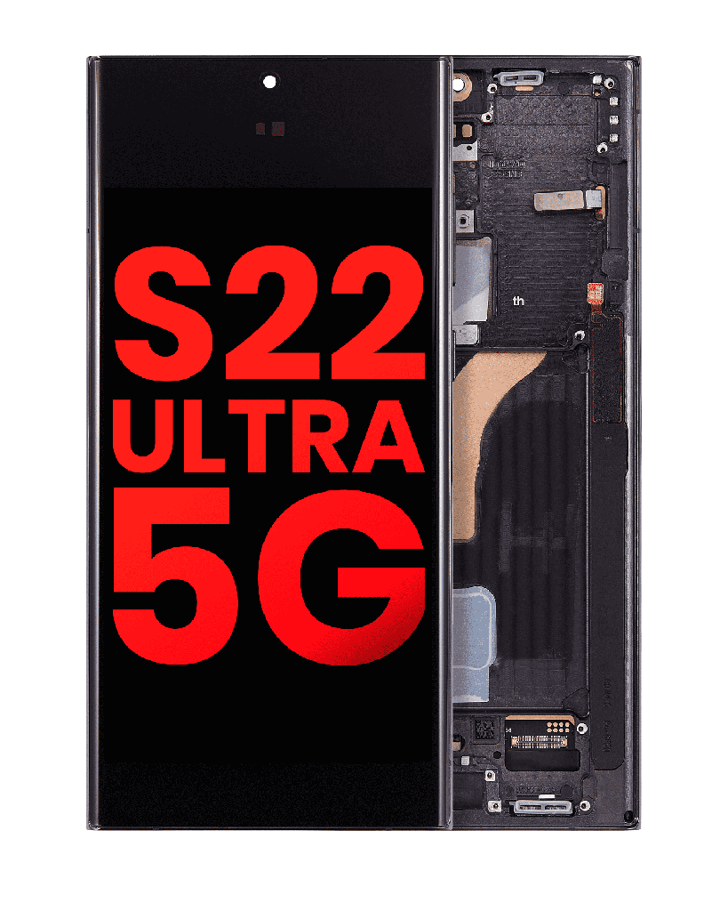 OLED Assembly With Frame Compatible For Samsung Galaxy S22 Ultra 5G (Aftermarket Plus) (Phantom Black)