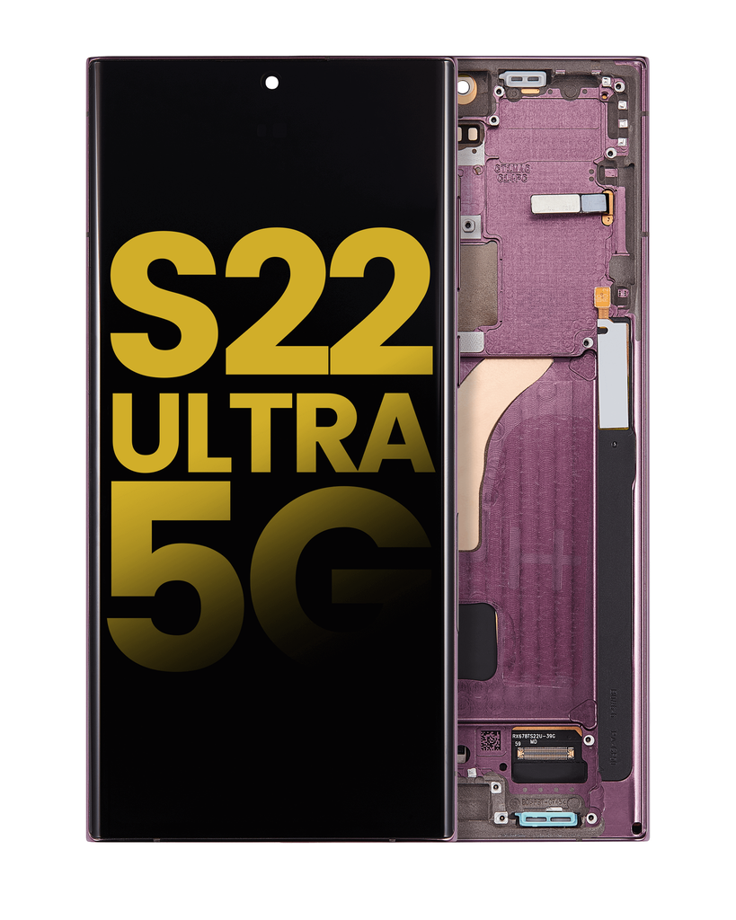 OLED Assembly With Frame Compatible For Samsung Galaxy S22 Ultra 5G (Refurbished) (Burgundy)