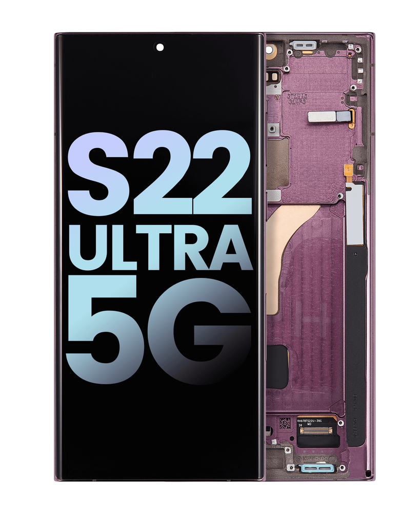 OLED Assembly With Frame Compatible For Samsung Galaxy S22 Ultra 5G (Service Pack) (Burgundy)
