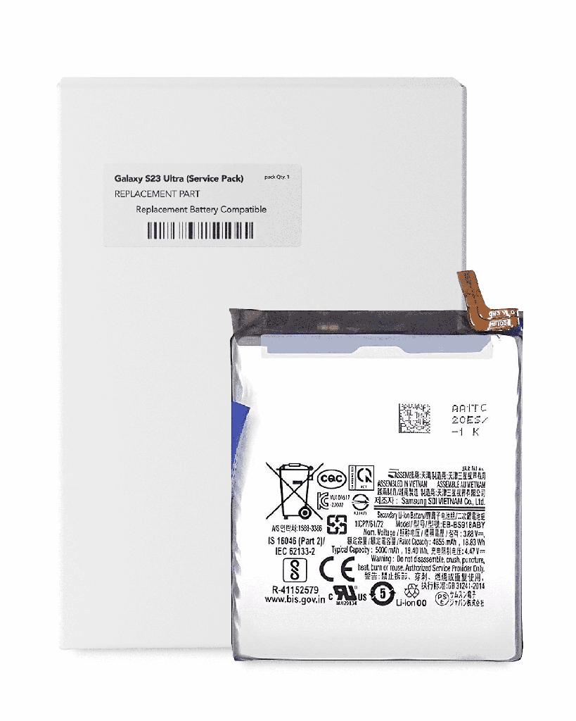 Replacement Battery Compatible For Samsung Galaxy S23 Ultra (Service Pack)