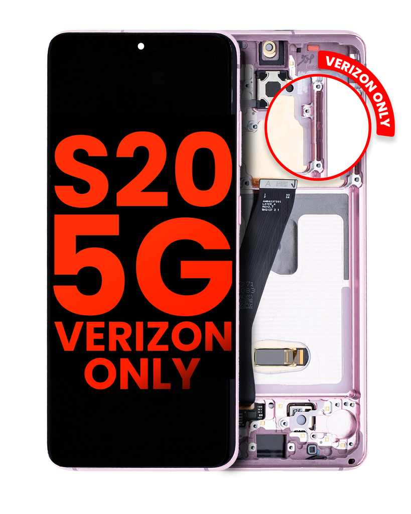 OLED Assembly With Frame Compatible For Samsung Galaxy S20 5G (Verizon 5G UW Frame Only) (Aftermarket Plus) (Cloud Pink)