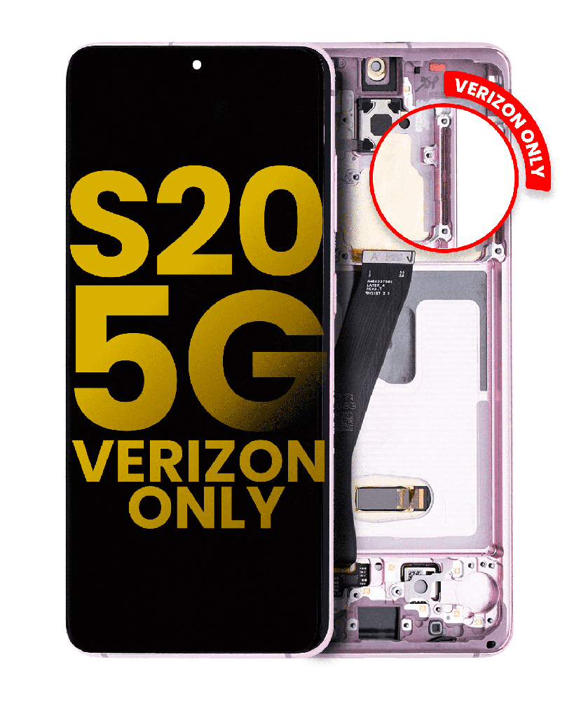 OLED Assembly With Frame Compatible For Samsung Galaxy S20 5G (Verizon 5G UW Frame Only) (Refurbished) (Cloud Pink)