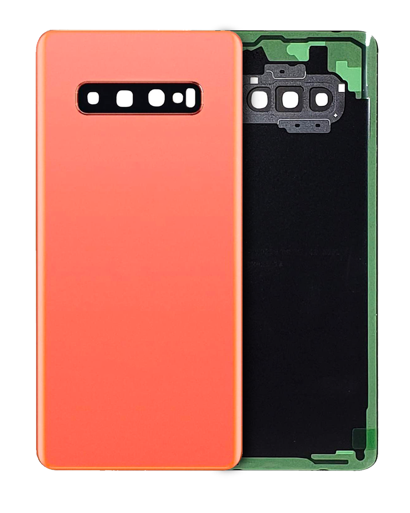 Back cover Glass With Camera Lens Compatible For Samsung Galaxy S10 Plus (No Logo) (Aftermarket Plus) (Flamingo Pink)