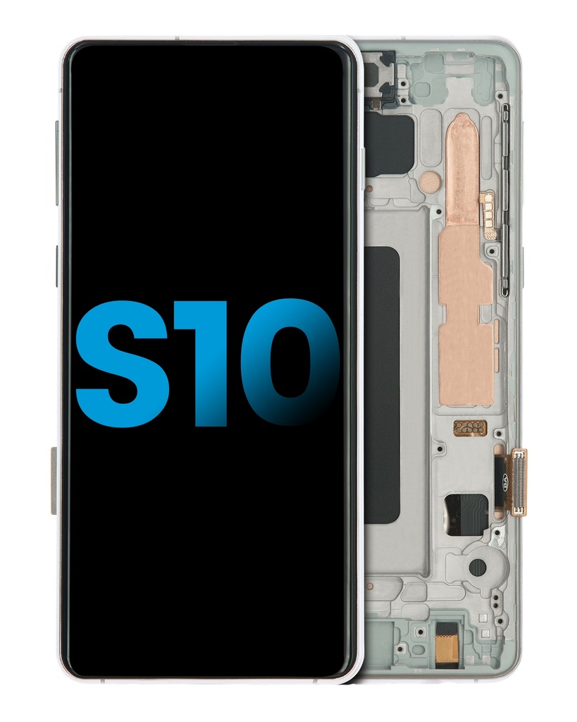 LCD Assembly With Frame (Without Finger Print Sensor) Compatible For Samsung Galaxy S10 (Aftermarket Plus: TFT) (Prism White)