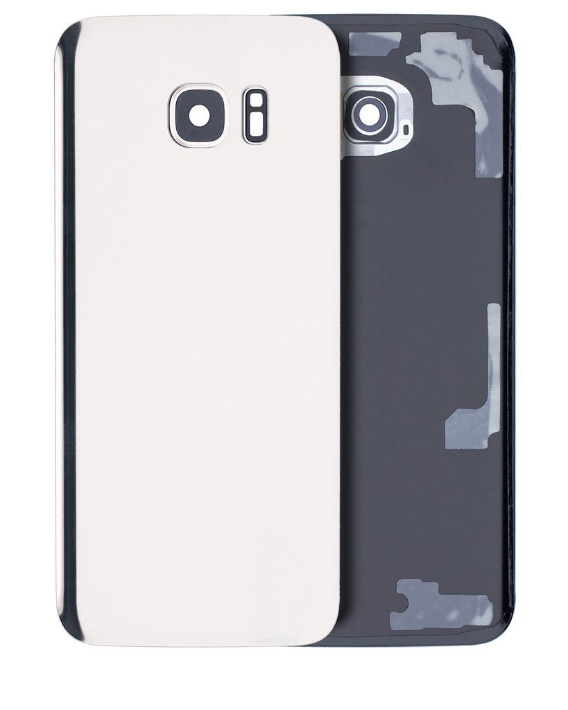 Back Cover Glass With Camera Lens Compatible For Samsung Galaxy S7 Edge (No Logo) (Aftermarket Plus) (White)