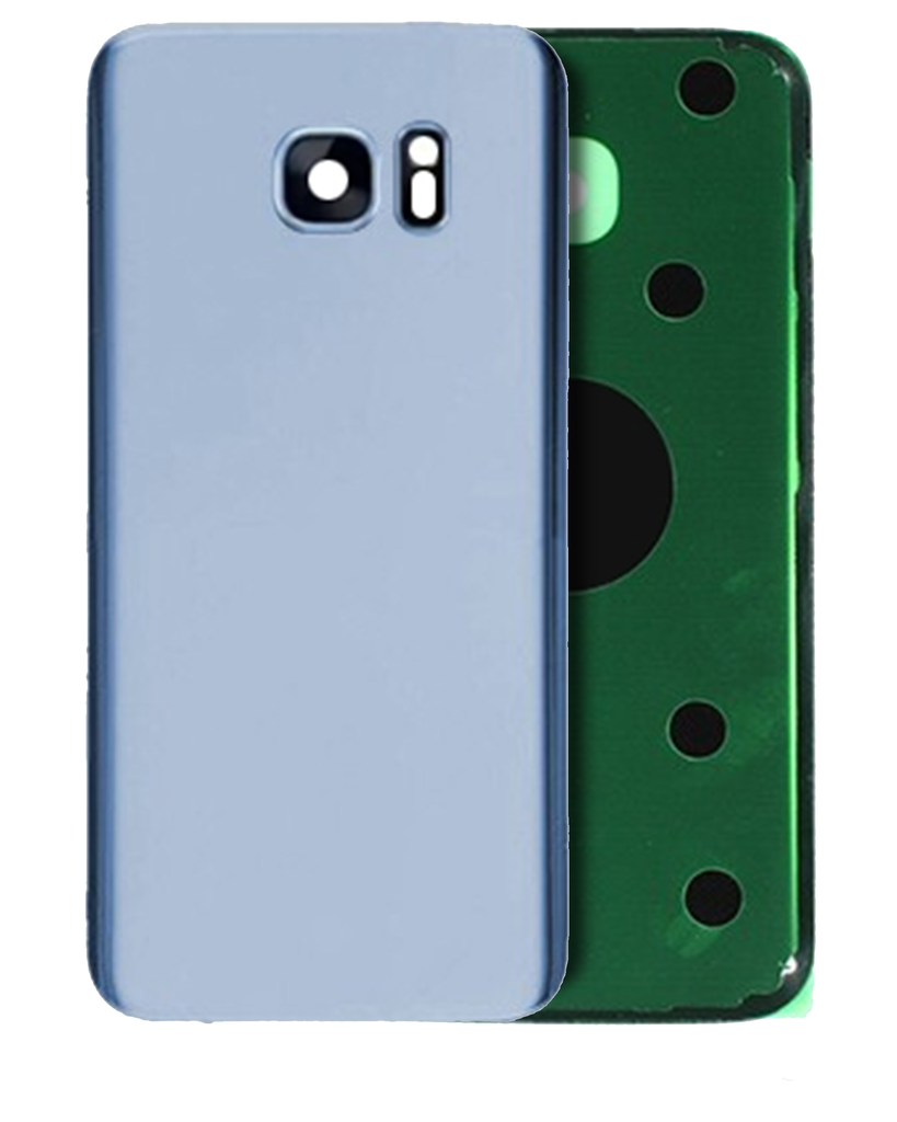 Back Cover Glass With Camera Lens Compatible For Samsung Galaxy S7 Edge (No Logo) (Aftermarket Plus) (Coral Blue)