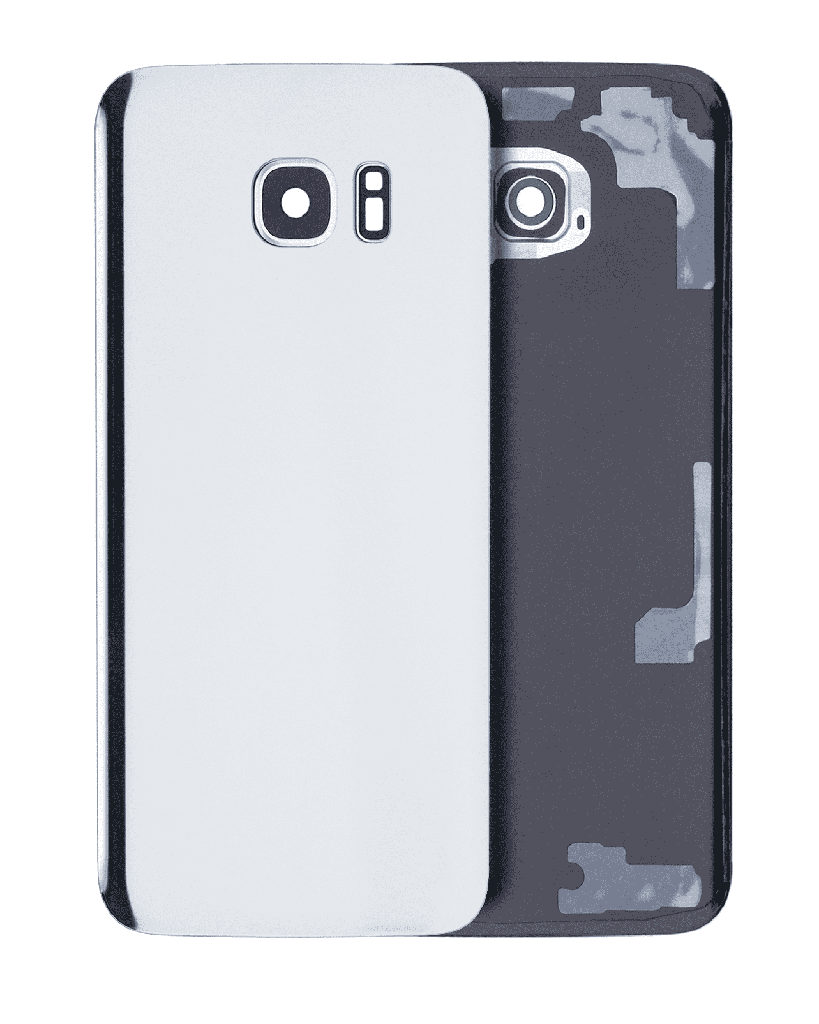 Back Cover Glass With Camera Lens Compatible For Samsung Galaxy S7 Edge (No Logo) (Aftermarket Plus) (Silver)
