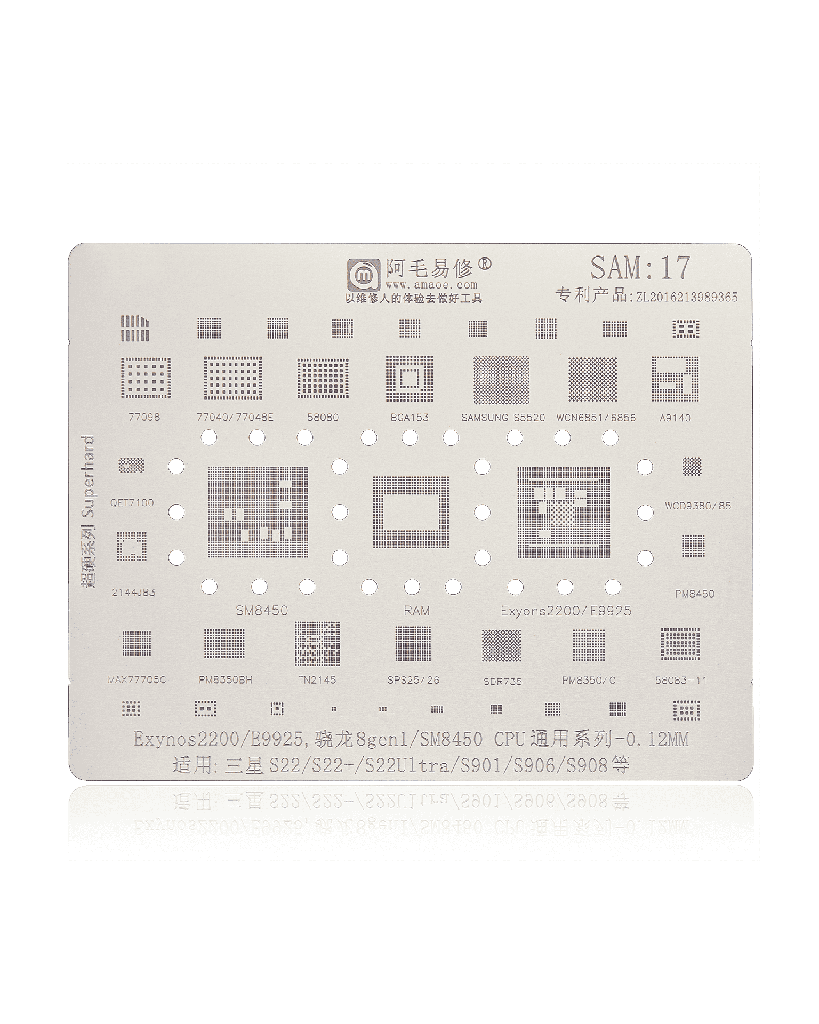 Reballing Stencil For IC Chip Compatible For Samsung Galaxy S22 / S22 Plus / S22 Ultra (Amaoe)