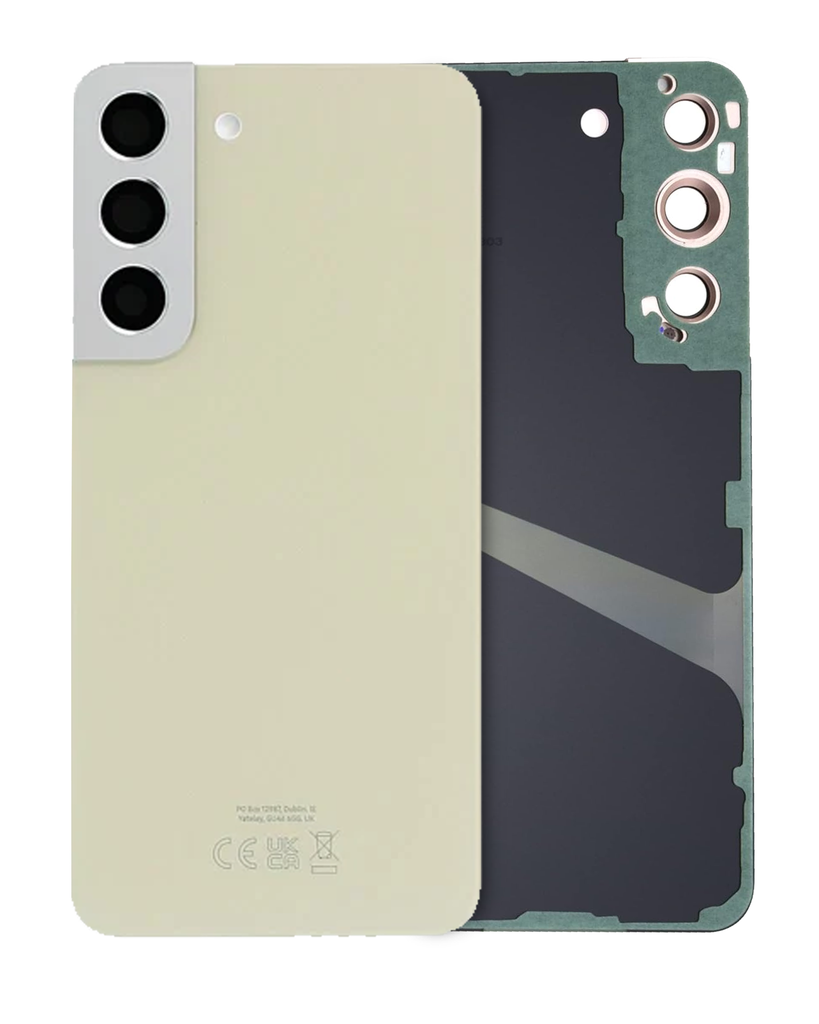 Back Cover Glass With Camera Lens Compatible For Samsung Galaxy S22 (Service Pack) (Cream)