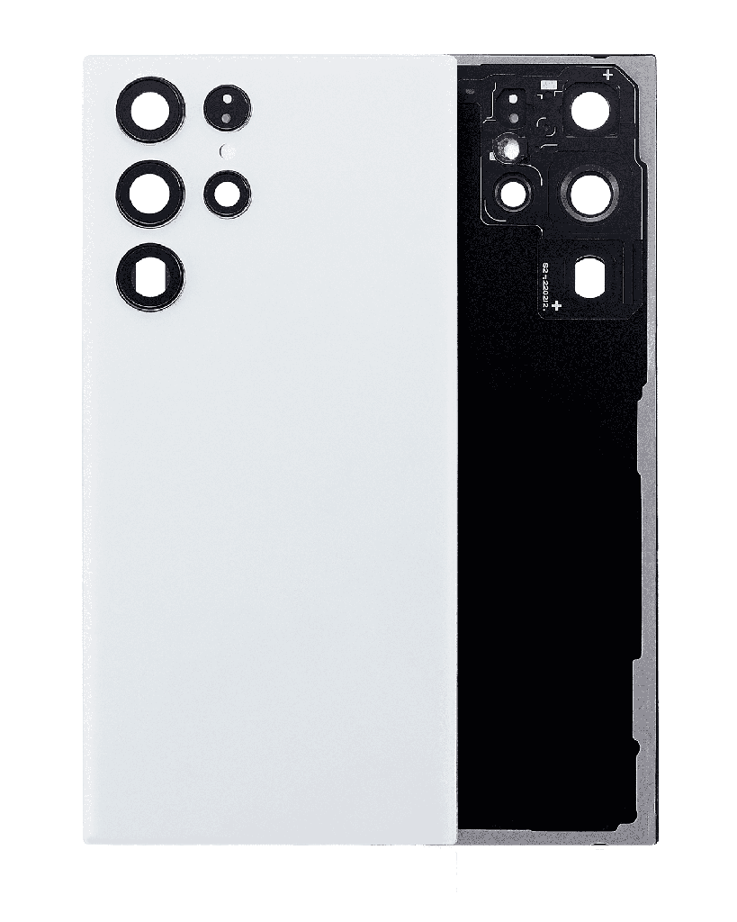 Back Cover Glass With Camera Lens Compatible For Samsung Galaxy S22 Ultra 5G (No Logo) (Aftermarket Plus) (White)